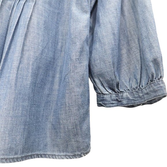 Gap pleated buttoned puff sleeve denim women's shirt Size S - Picture 5 of 11
